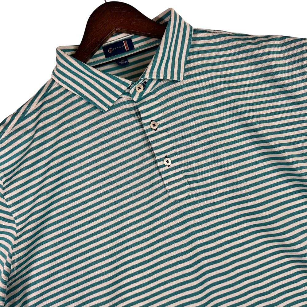Stitch Golf Men’s XL Striped Performance Polo Shirt Blue Stretch Clubhouse Wear